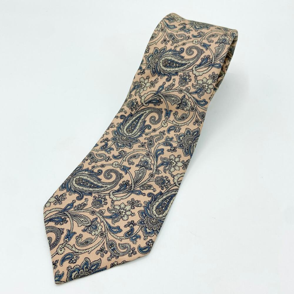 Oscar de la‎ Renta Silk Tie Pink Blue Paisley Jacquard Necktie